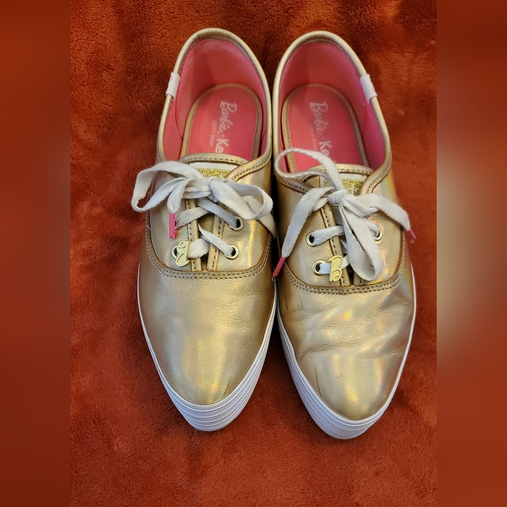 BARBIE KEDS GOLD HOLOGRAPHIC SNEAKERS